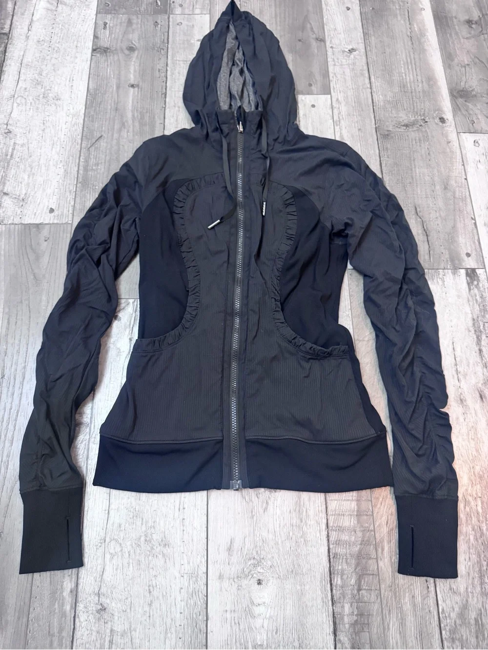 Lululemon Dance Studio Jacket Black Grey Reversible Hoodie Zip Up